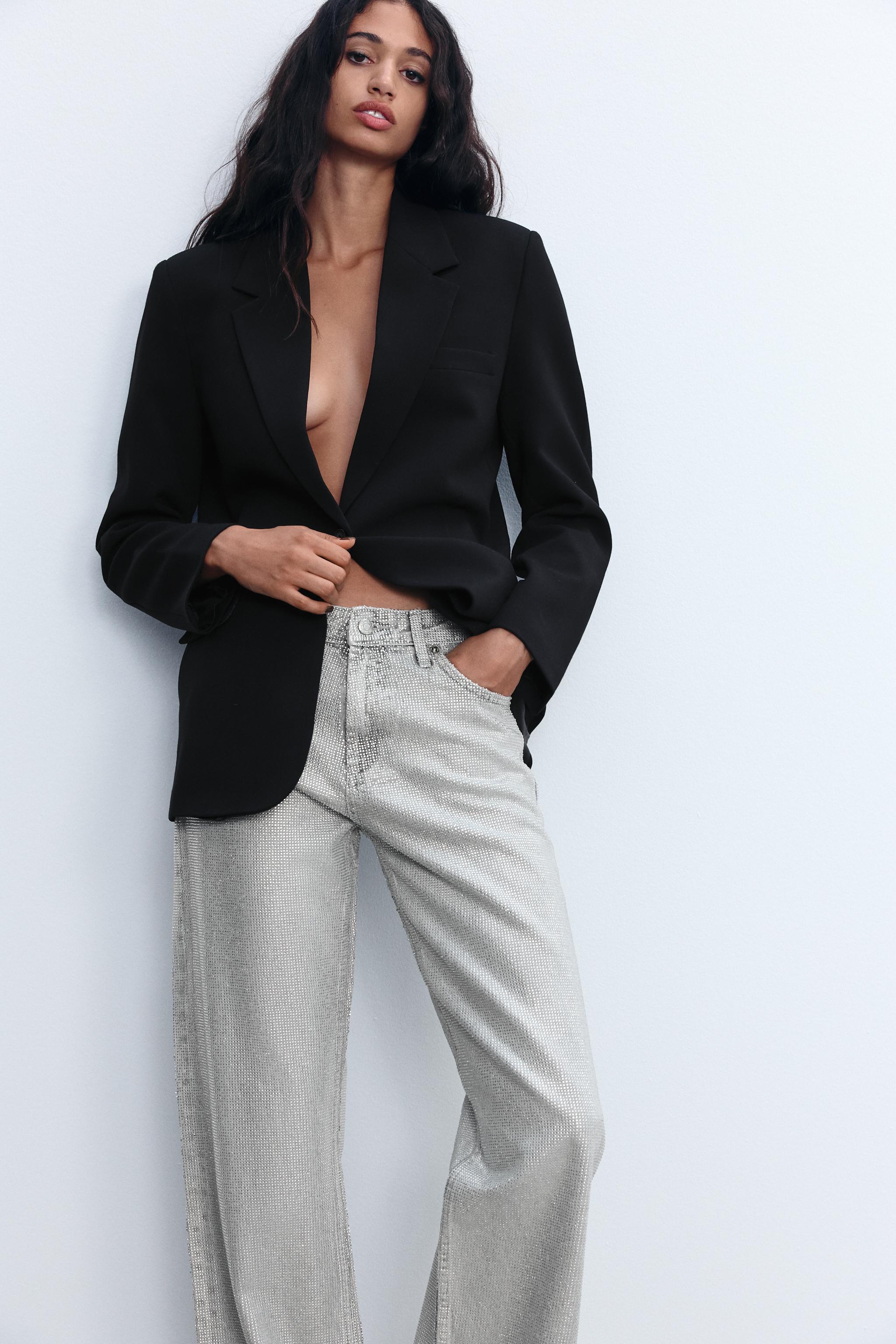 Black blazer and gray pants best sale