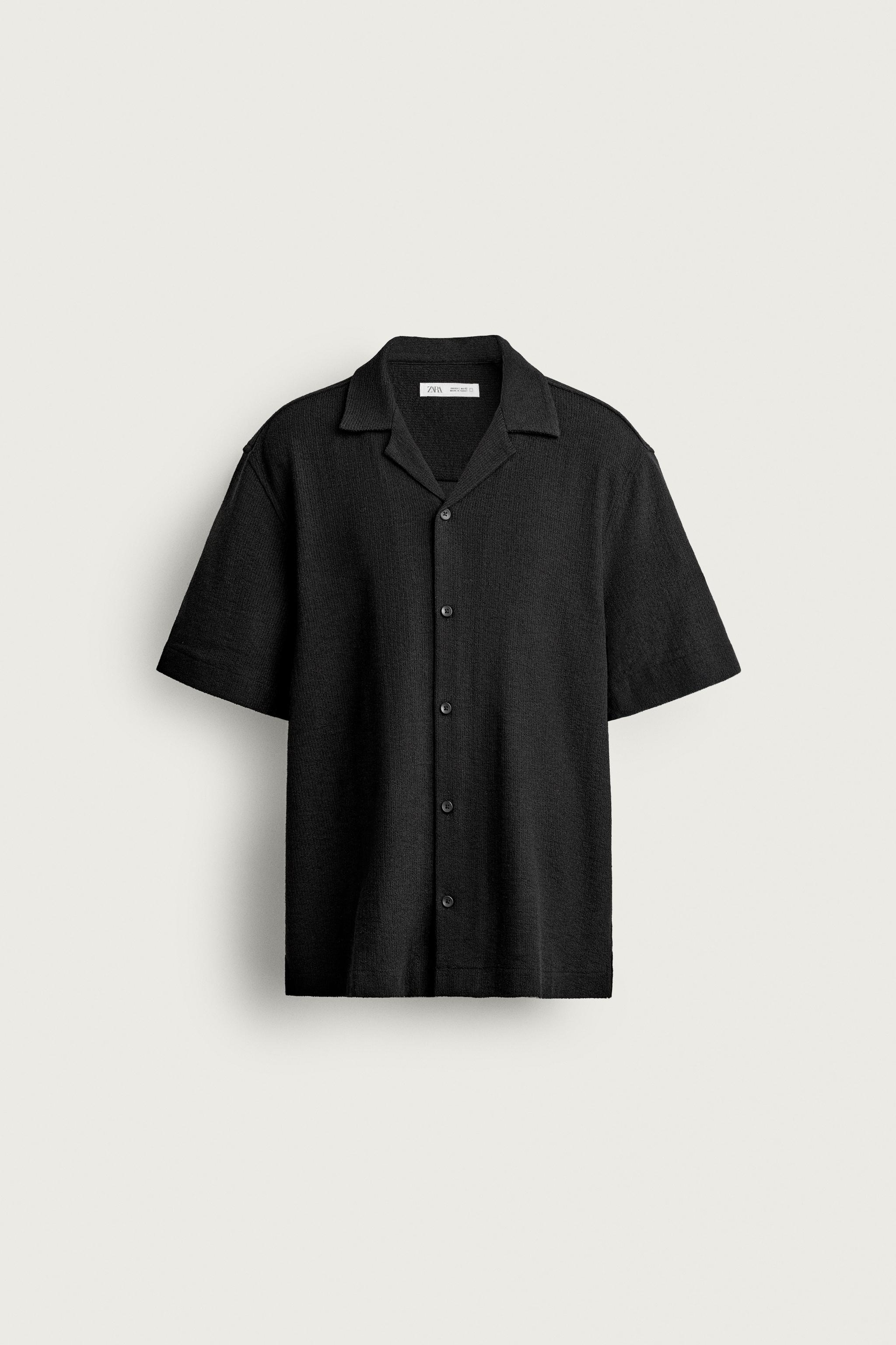 TEXTURED WEAVE SHIRT — Black