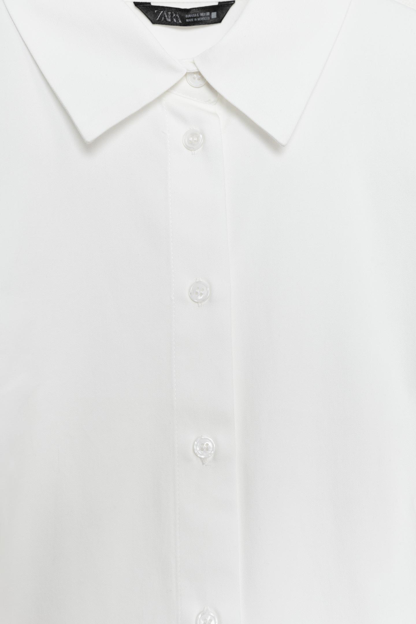 Женская рубашка Zara Pleated-Sleeve, цвет: Устричный белый — фото 9