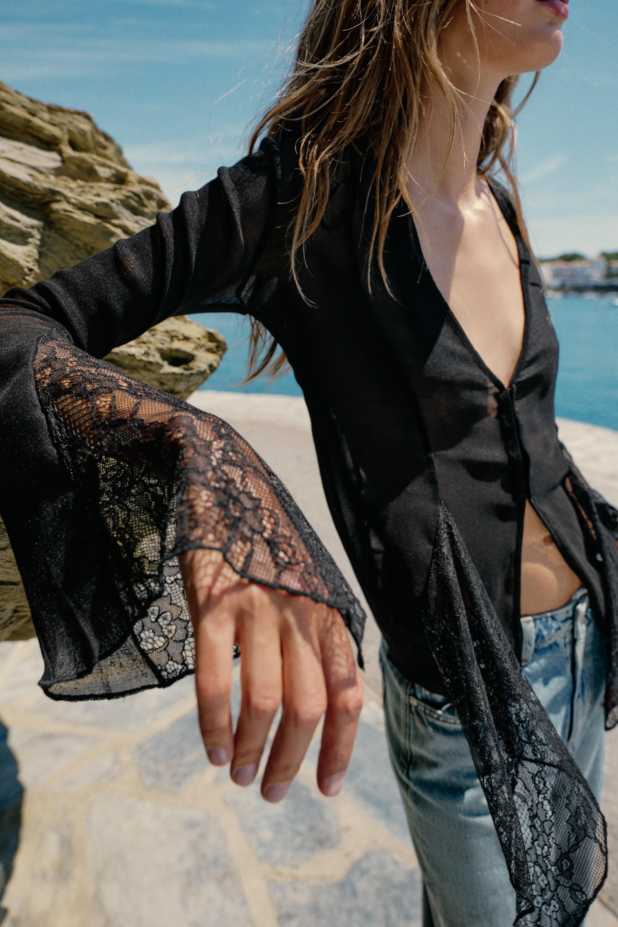 Zara DANTEL DETAYLI TOP görsel 2