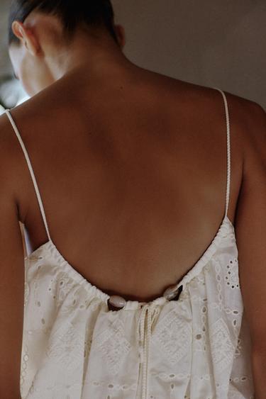 TOP BALLON À BRODERIES AJOURÉES - Écru de Zara - Image 4