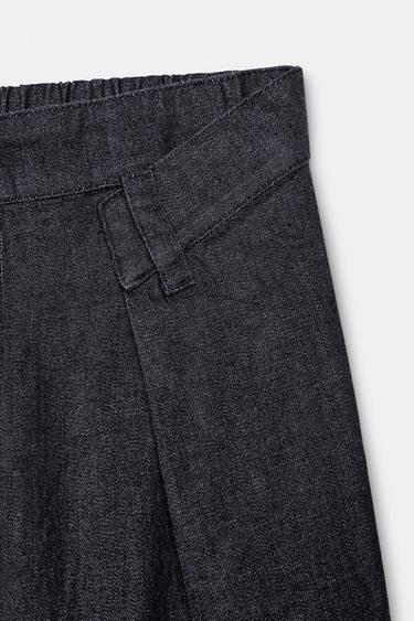 PANTALON EFFET DENIM À PLIS - Indigo foncé de Zara - Image 9
