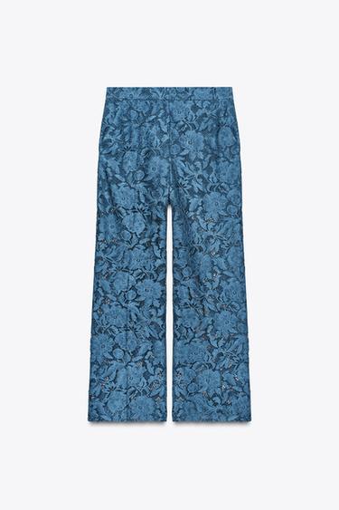 CROPPED LACE TROUSERS - Blue by Zara