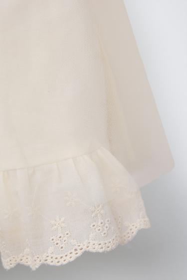 JUPE DOUBLE BRODÉE EN TULLE - Écru de Zara - Image 3