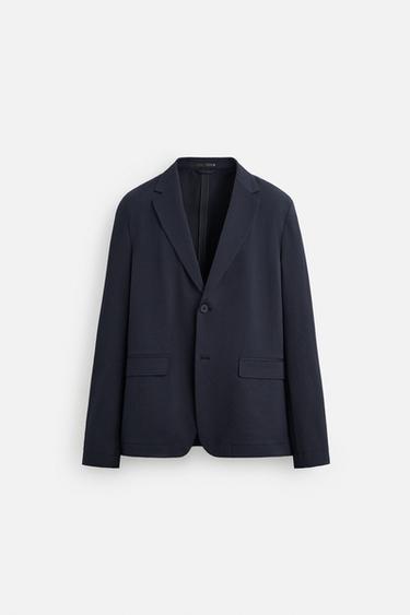 RELAXED FIT SEERSUCKER BLAZER - Navy blue by Zara