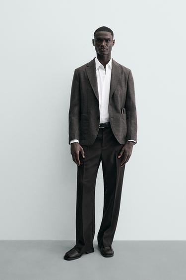 BLAZER ESTRUCTURA LANA - Marrón oscuro de Zara - Imagen 0