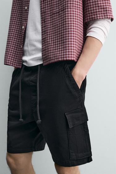 BERMUDA CARGO RELAXED FIT DÉLAVÉ - Noir de Zara - Image 4
