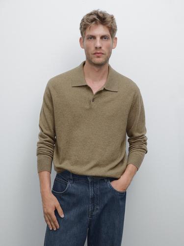 Zara 100% cashmere ribbed knit polo shirt - 548