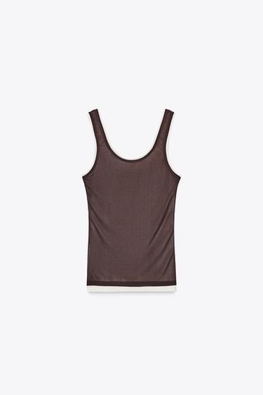 DOUBLE STRAP T-SHIRT - Brown by Zara - Image 3