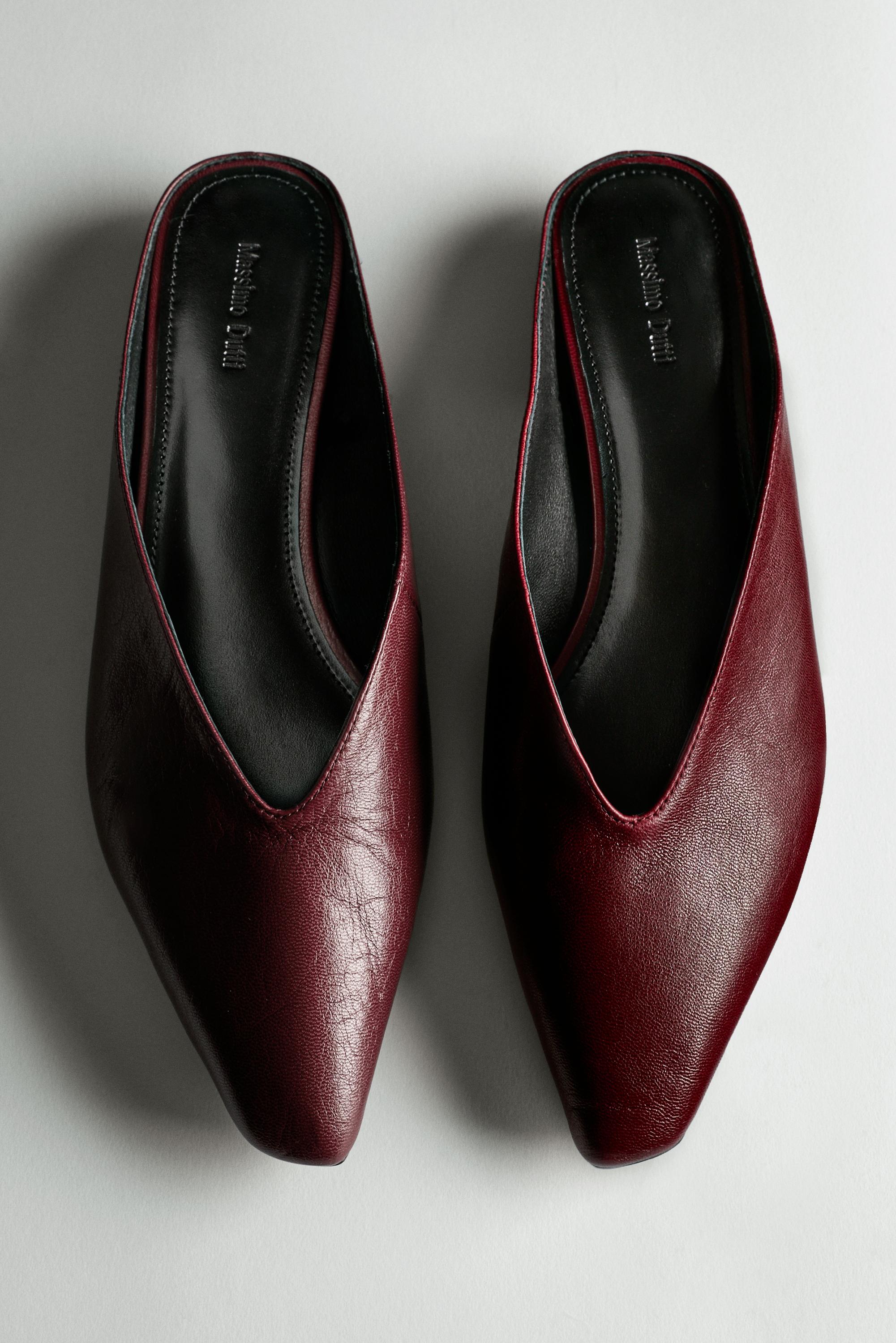 Soft leather mules — Burgundy Red