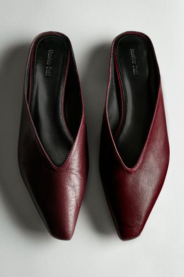 Zara Soft leather mules - Burgundy Red - Image 0