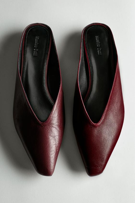 Zara Soft leather mules - Burgundy Red - Image 0