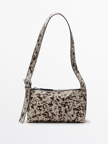 Zara Animal print hair-on-leather mini bag - White