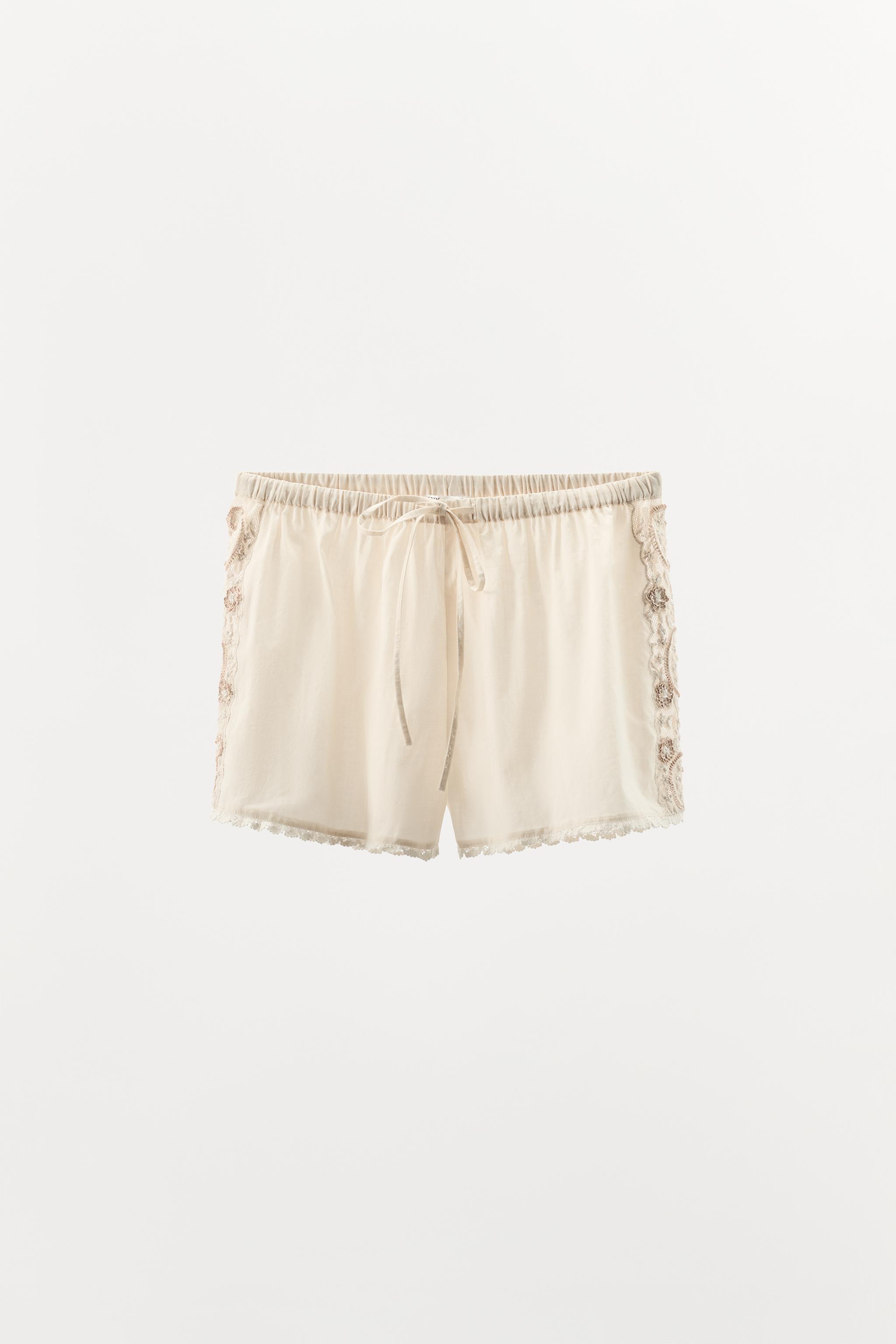 LIMITED EDITION BEADED EMBROIDERED SHORTS - Oyster-white