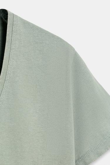 T-SHIRT EN COTON À MANCHES COURTES - Bleu clair de Zara - Image 6