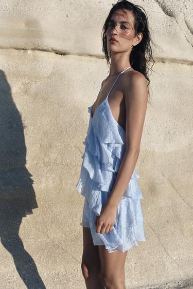 SHORT DRESS WITH RUFFLES - Sky blue by Zara - Image 4