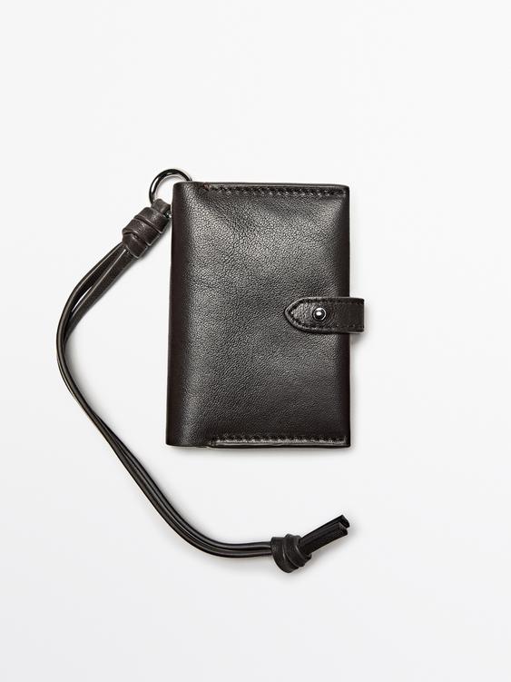 Nappa leather charm card holder