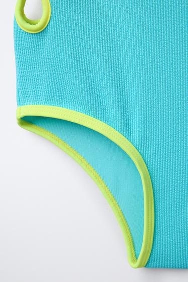 AGES 6-14/ STRUCTURED CUT-OUT SWIMSUIT - Turquoise by Zara - Image 3