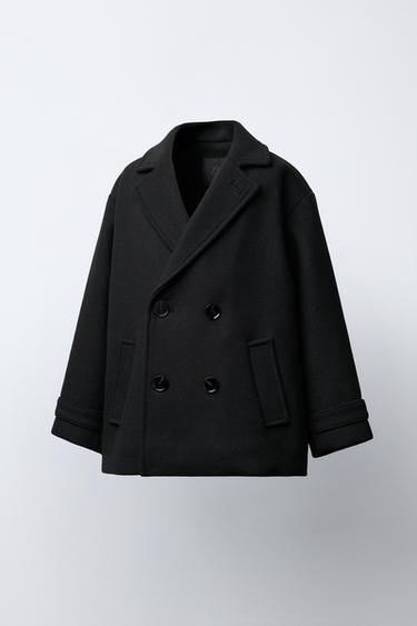 MANTEAU EN DRAP DE LAINE - Noir de Zara - Image 1