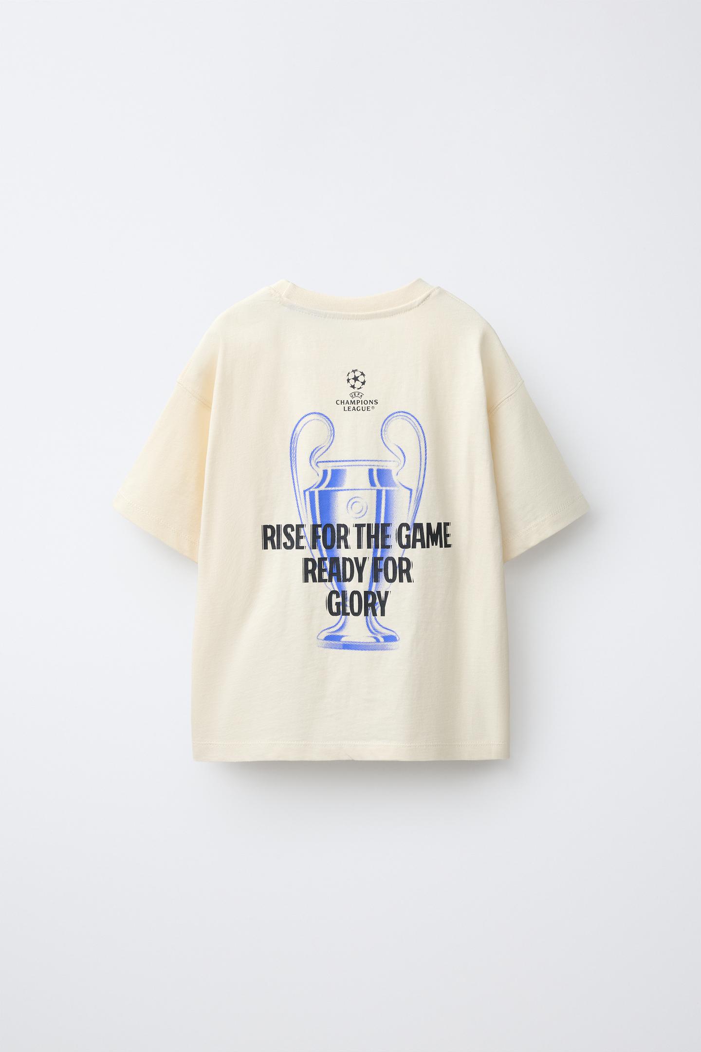 Детская футболка Zara UEFA Champions League® Graphic, цвет: Экрю — фото 2
