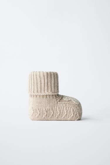 Zara FLOWER COTTON BOOTIES - Sandy Brown