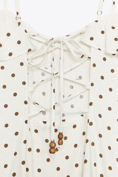 ROBE MIDI À POIS - Écru / Marron de Zara - Image 11