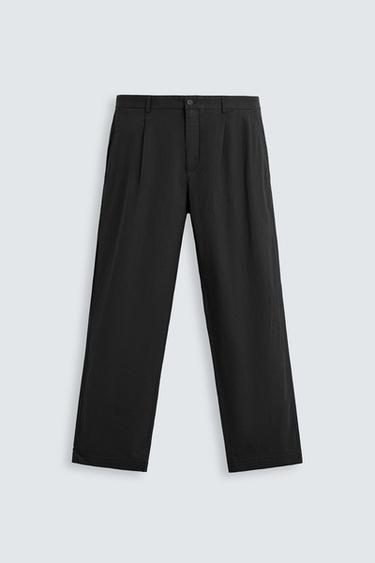 PANTALÓN STRAIGHT FIT PLIEGUES - Negro de Zara