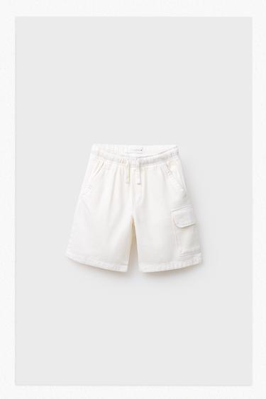 STRAIGHT FLOWING CARGO BERMUDA SHORTS - White by Zara
