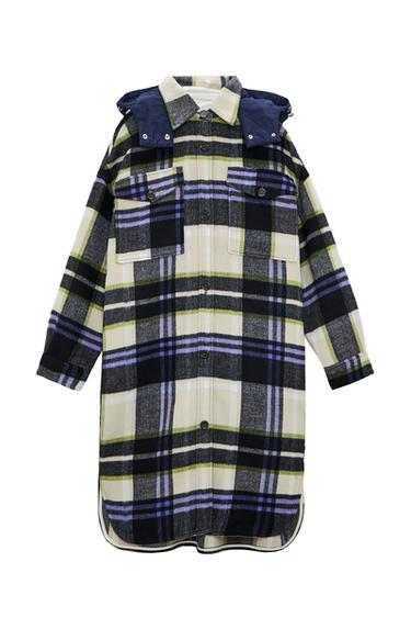 HOODED CHECK OVERSHIRT