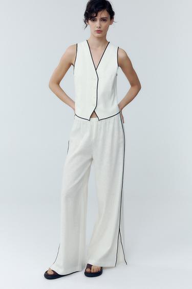 CHALECO ZW COLLECTION CON LINO - Crudo de Zara