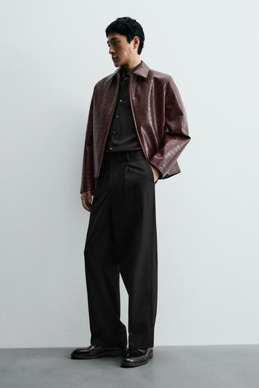 LEATHER DERBY SHOES - Black by Zara - Image 1