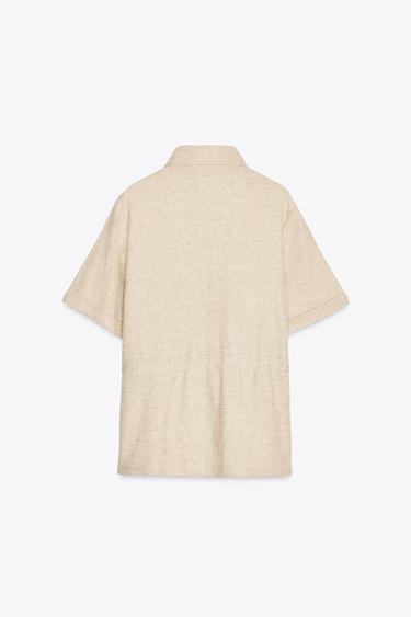 LINEN BLEND SAFARI SHIRT - Light beige by Zara - Image 5