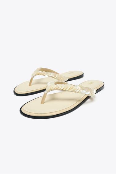 BEADED STRAP SANDALS - Beige by Zara - Image 2