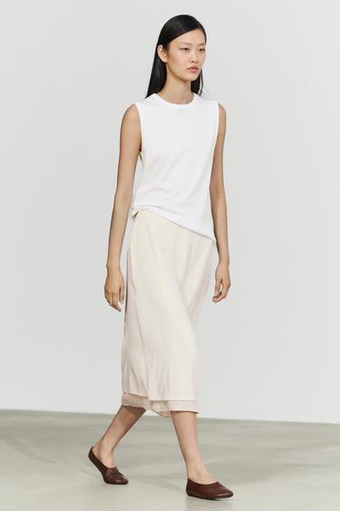 Zara 100% cotton sleeveless top - White