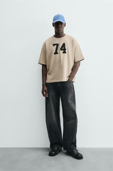 SUDADERA BORDADO NÚMERO - Beige de Zara - Imagen 0