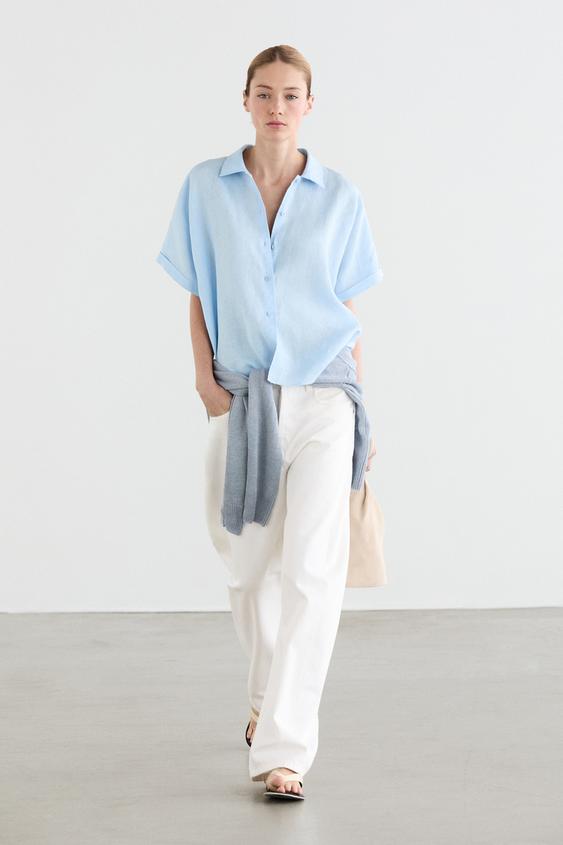 100% linen short sleeve shirt from Zara - $90