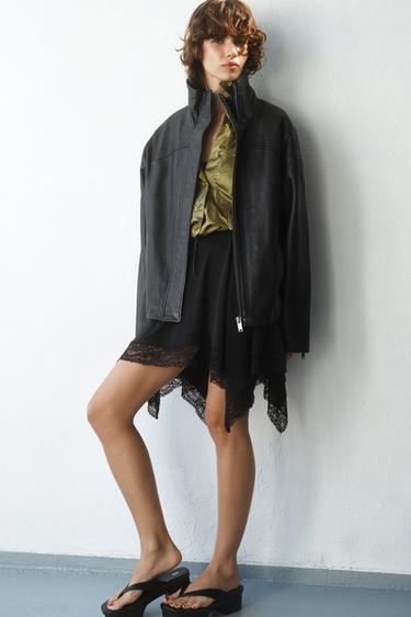 BLOUSON OVERSIZE 100% CUIR - Noir de Zara - Image 3