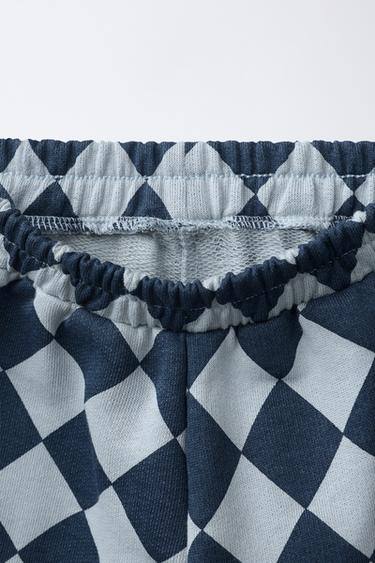 ENSEMBLE DE JOGGING SWEAT ET PANTALON À IMPRIMÉ LOSANGES - Bleu de Zara - Image 3