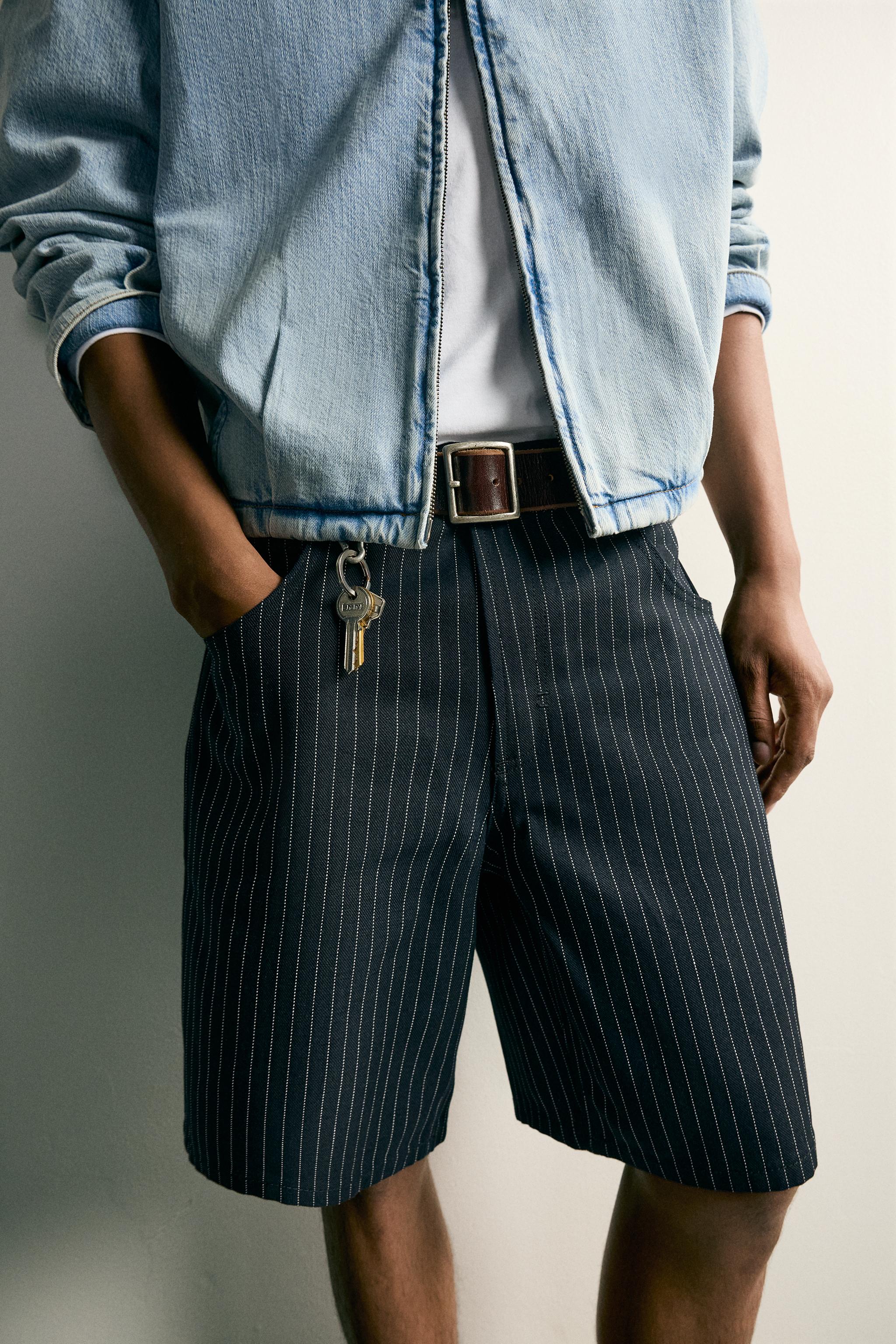 PINSTRIPE BAGGY FIT SHORTS