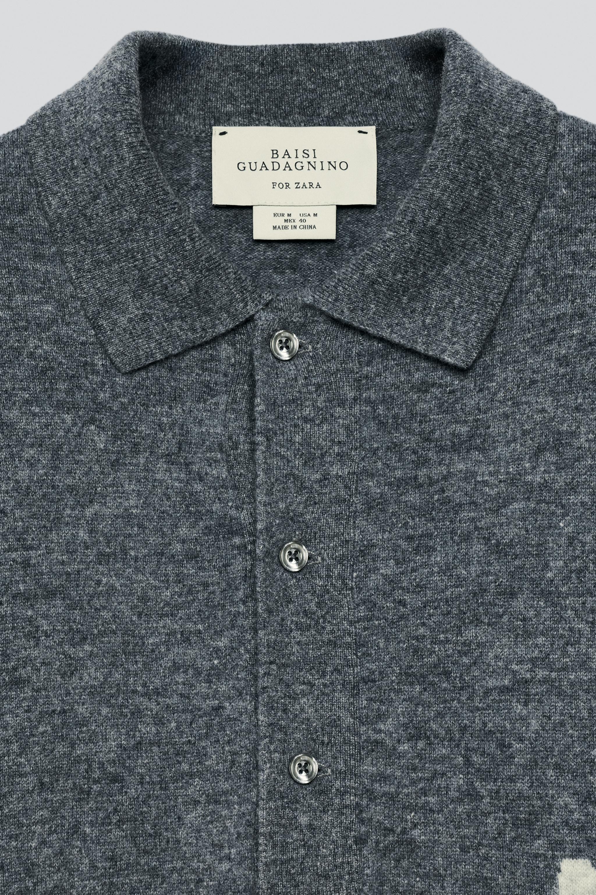 POLO EN MAILLE 100 % LAINE INTARSIA BRODÉ