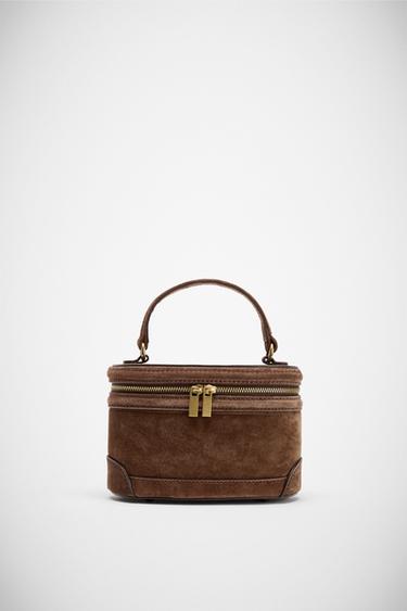 Zara LEATHER VANITY BAG - Brown