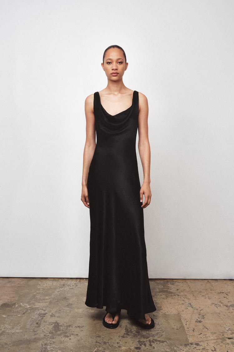 ZW COLLECTION LONG SATIN DRESS Black ZARA South Africa
