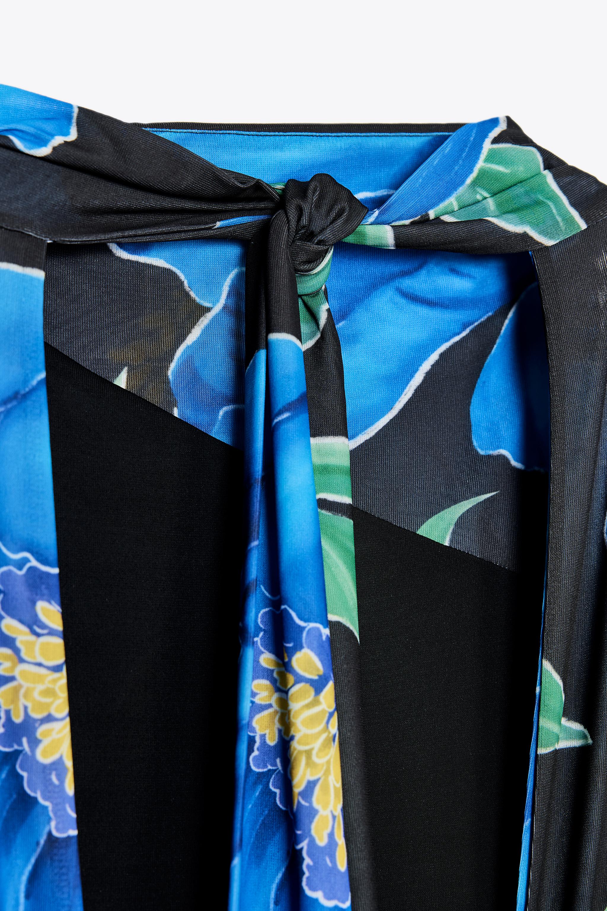 FLOWY PRINT DRESS - Blue / Black | ZARA United States