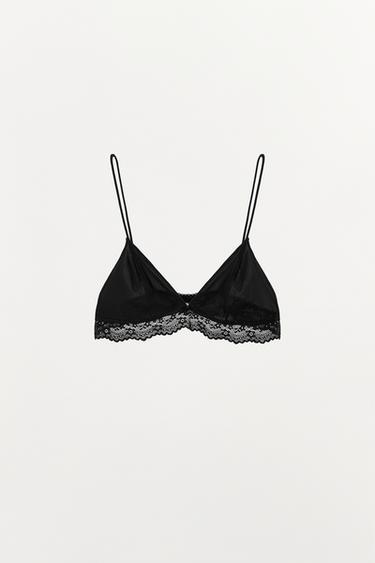 BRALETTE TRIANGULAR ENCAJE - Negro de Zara