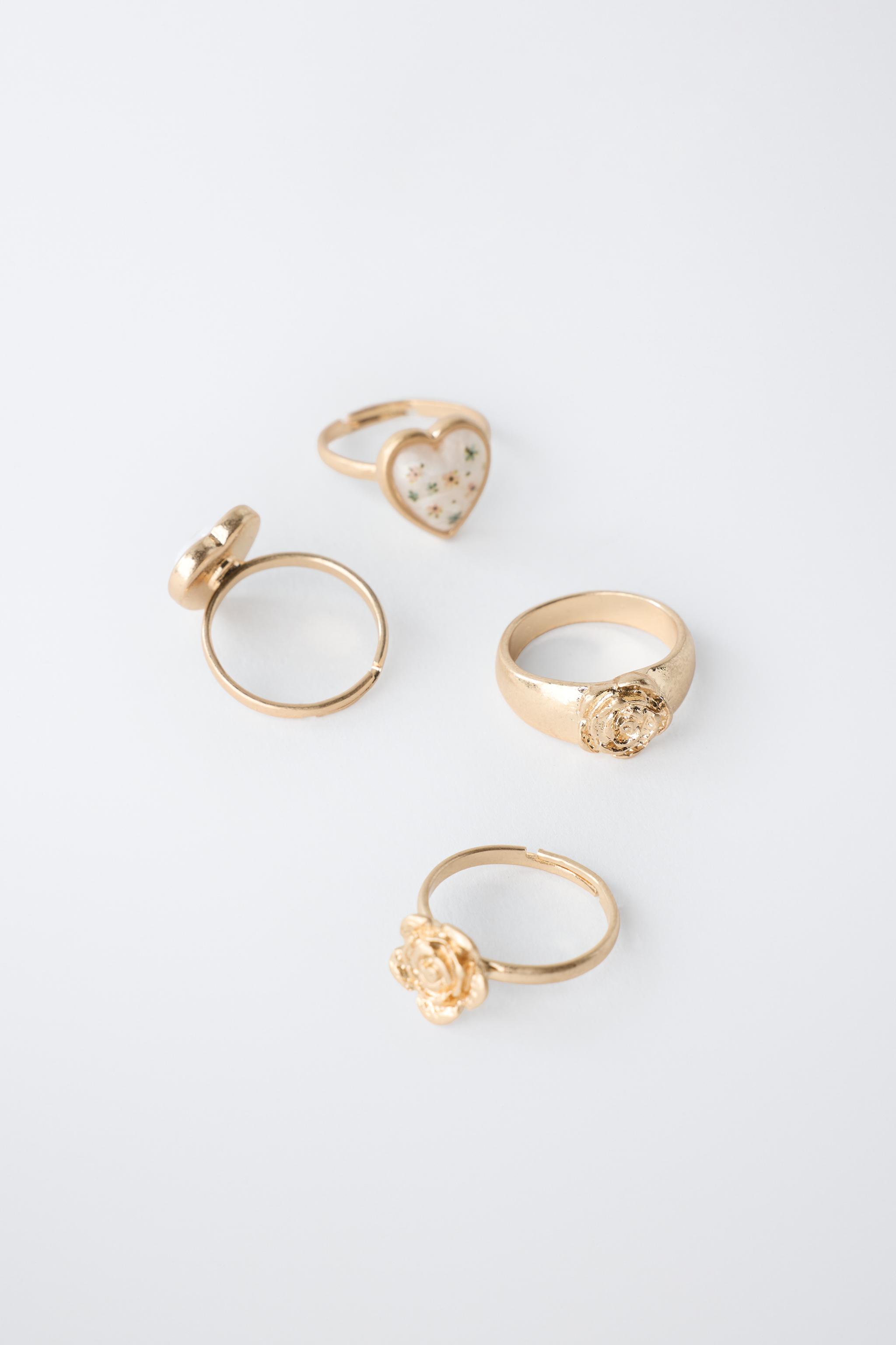 Детские аксессуары Zara FOUR-PACK OF FLOWER AND HEART RINGS — фото 3
