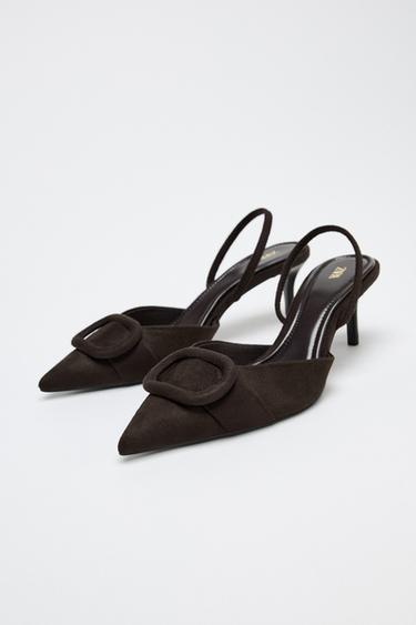CHAUSSURES OUVERTES À L'ARRIÈRE AVEC PIÈCE - Marron de Zara - Image 3