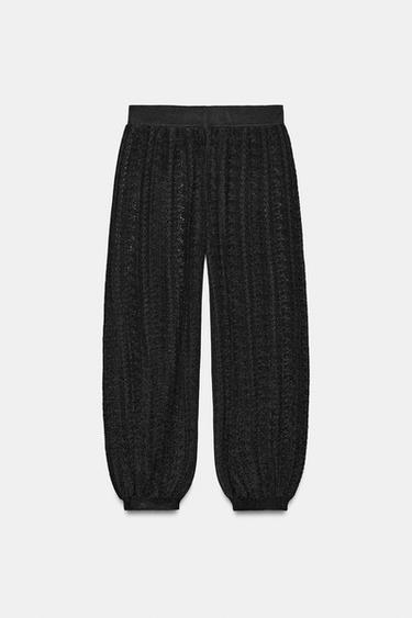 PANTALON BOUFFANT EN MAILLE POINTELLE - Noir de Zara - Image 7