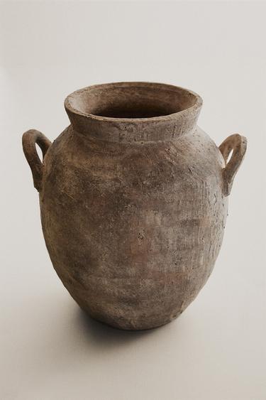 OZDOBNY CERAMICZNY WAZON OWALNY - Ecru / Beż Zara