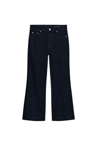 ZW COLLECTION CROPPED FLARE MID-WAIST JEANS - Navy blue by Zara