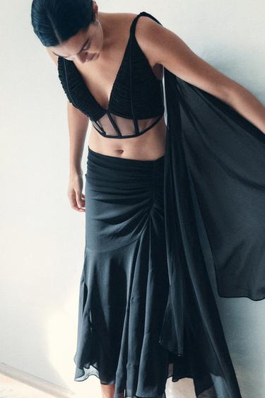 TOP CORSÉ COMBINADO DRAPEADO - Negro de Zara - Imagen 0